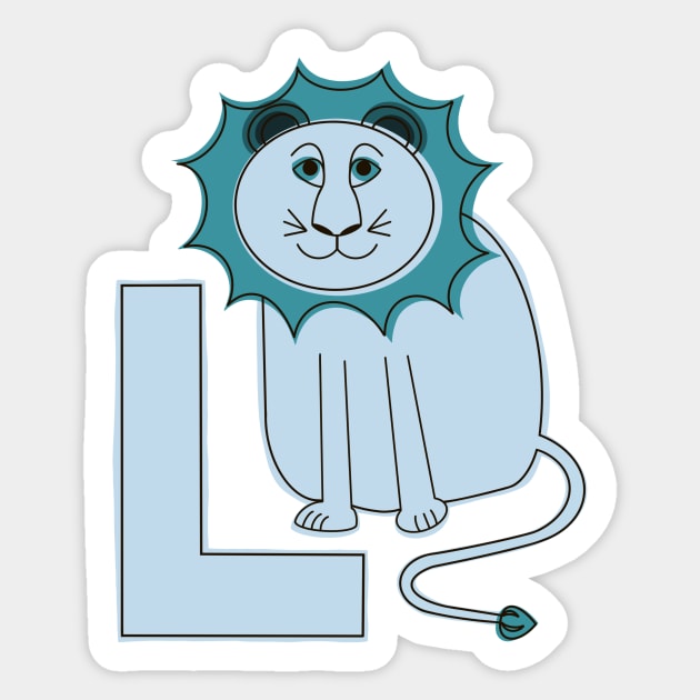 L is for Lion - Blue L Initial Sticker by Obstinate and Literate